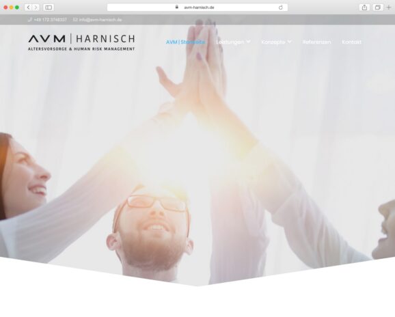 Screenshot der Website AVM Harnisch