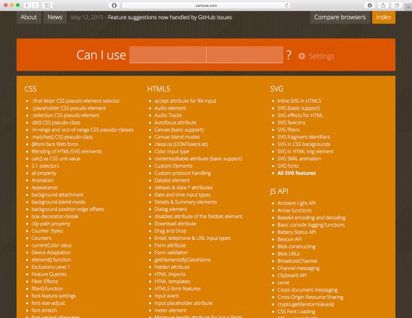 caniuse.com- Screenshot