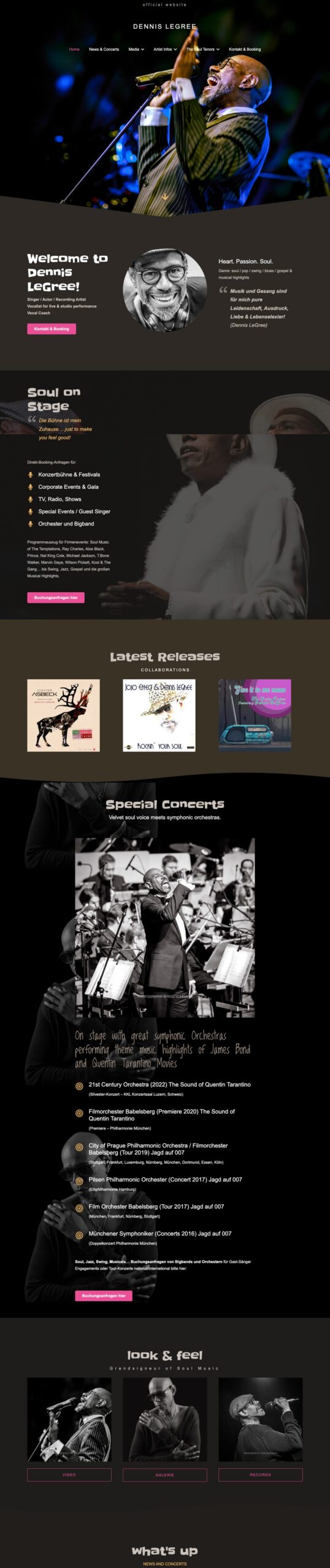 Screenshot der Website Dennis LeGree: Homepage