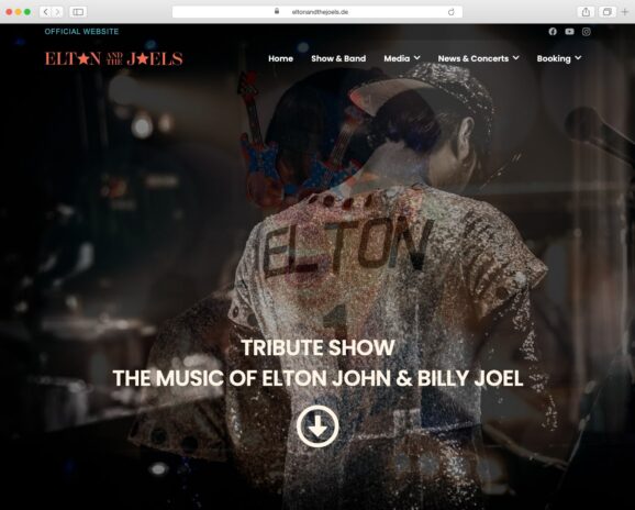 Screenshot der Website Elton and the Joels