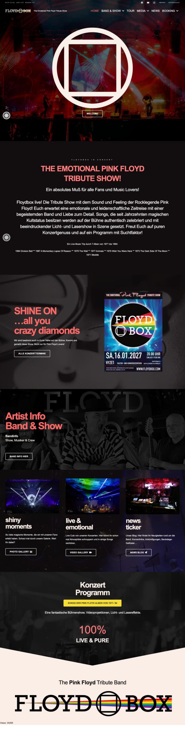 Screenshot der Website FLOYDBOX: Homepage