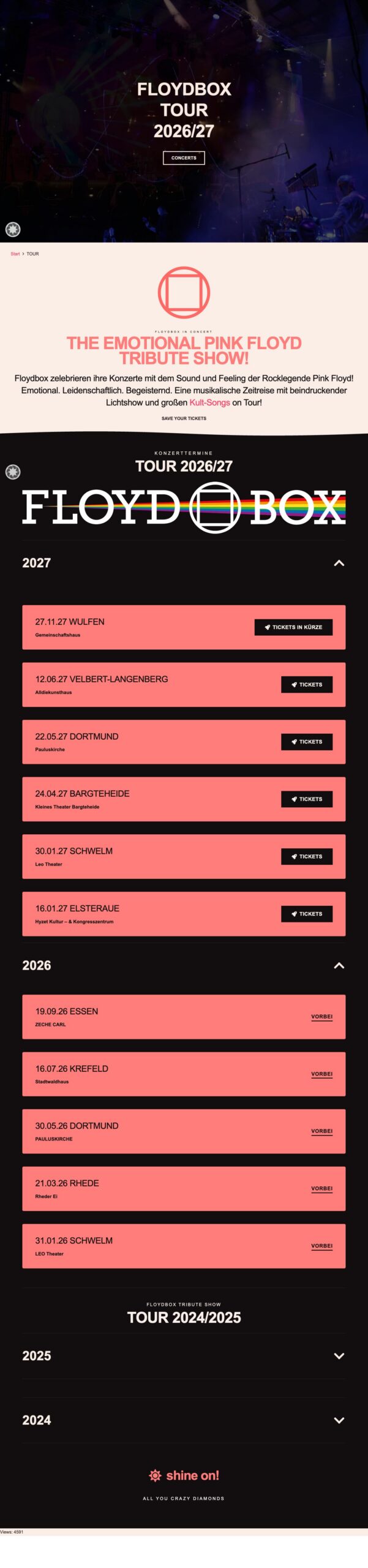Screenshot der Website FLOYDBOX: Tour