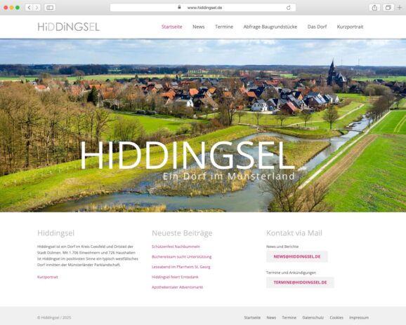 Screenshot der Website Gemeinde Hiddingsel