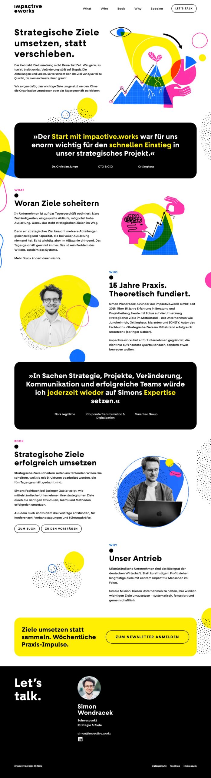 Screenshot der Website impactive.works: Homepage