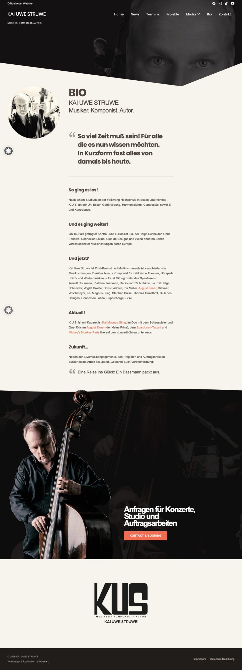 Screenshot der Website Kai Uwe Struwe: Bio