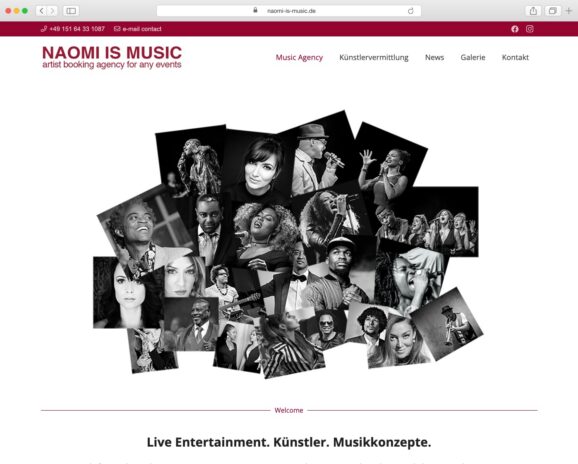 Screenshot der Website NAOMI IS MUSIC