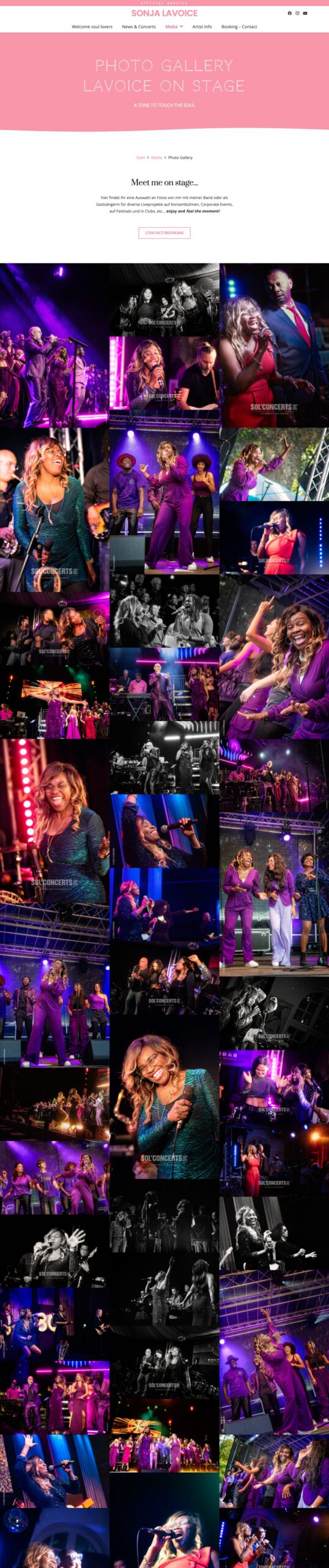 Screenshot der Website Sonja LaVoice: Photo Gallery