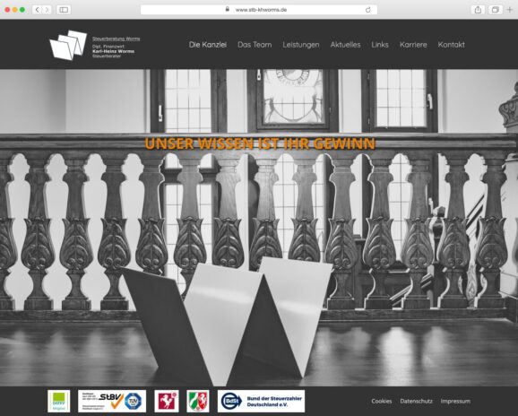 Screenshot der Website Steuerberatung Worms