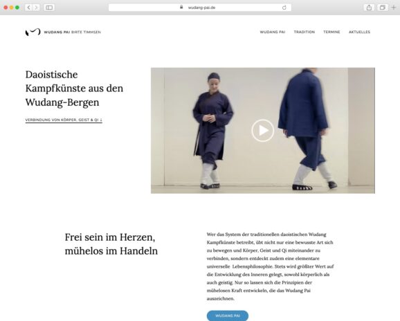 Screenshot der Website WUDANG PAI – Birte Timmsen